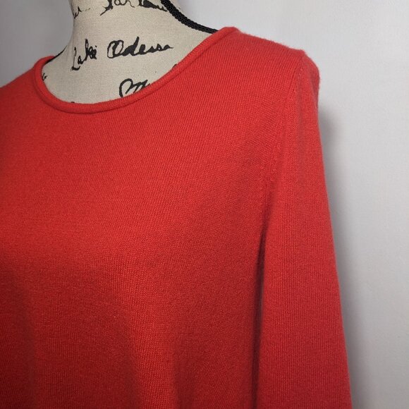 Neiman Marcus 100% Cashmere Sweater Womens Orange Asymmetrical Hem Luxe Tunic M? - Picture 3 of 12